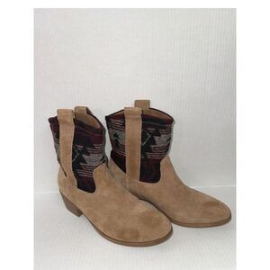 Bjorndal Women Austin Ankle Boot 10 Tan Aztec Knit Western Rodeo Boho Cowboy Y2K